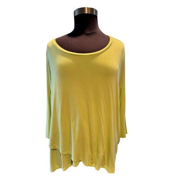 Joan Vass women's‎ (2) Orange & Yellow Long Tabbed Sleeve Tunic Top Size 3X - Picture 5 of 10